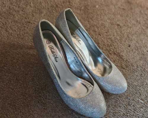 Ladies silver glitter - glitter, court