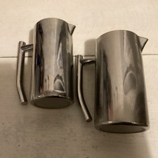 Set of 2 stainless steel milk coffee hot water jugs double skinned heavyweight 