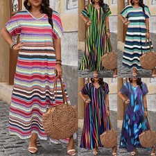 Plus Size Women V Neck Maxi