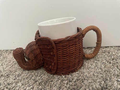 Vintage wicker elephant coffee - elephant,