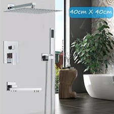 Chrome Plated Concealed Installation 16’ Slim Shower Head Set with Three Outlets