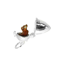 STERLING SILVER OPENING  SQUIRREL IN ACORN CHARM  