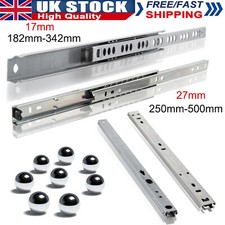 1-10Pair 17mm 27mm Drawer Runners Replacement Metal Grooved Ball Bearing Slides