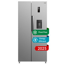 HYE 444 Litre Frost Free American Fridge Freezer Non-Plumbed Water 83cm - Silver