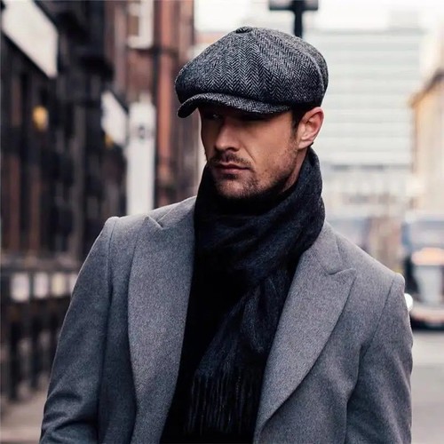 Flat cap with - flat, peak