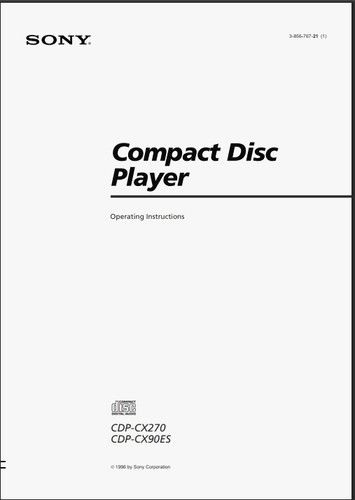 Sony cdp 270 - sony, cdp-cx90es