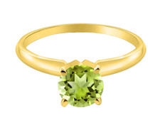 1.00 Ct Green Peridot 925 Silver Yellow Gold Plated Solitaire Engagement Ring