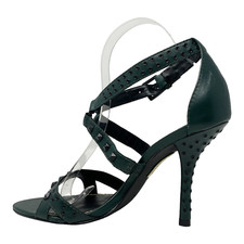 GREEN LEATHER STRAPPY HEELS
