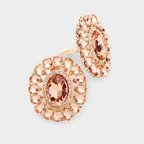 Peach marquise crystal oval - peach,