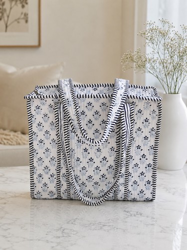 Small tote bag indian - small, quilted