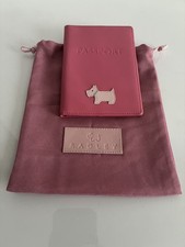 Radley Heritage Dog Outline Leather Passport Holder-Pink RRP £45 dust bag