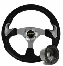 320mm Black /Silver Moulded Steering Wheel + Boss fits Vauxhall Vectra A 2.0i GT