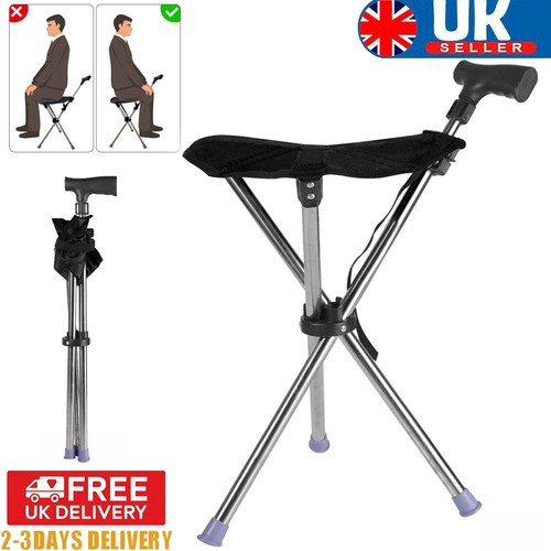 Folding walking stick seat - folding,