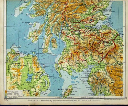 Old vintage print 1925 map - print,