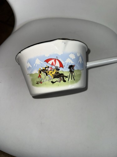 Vintage white enamel milk pan - enamel,