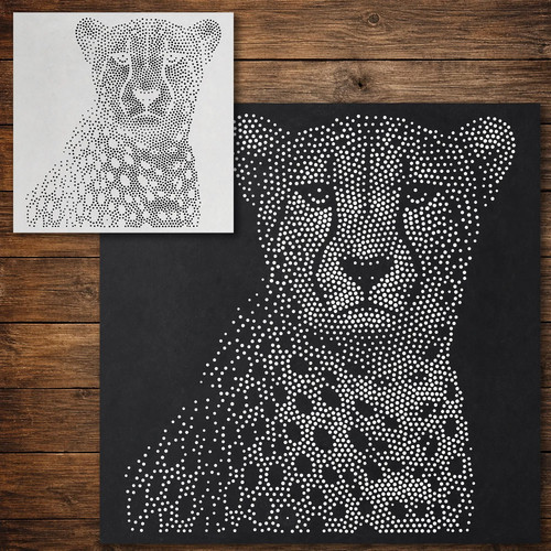 Cheetah portrait stipple art - portrait,