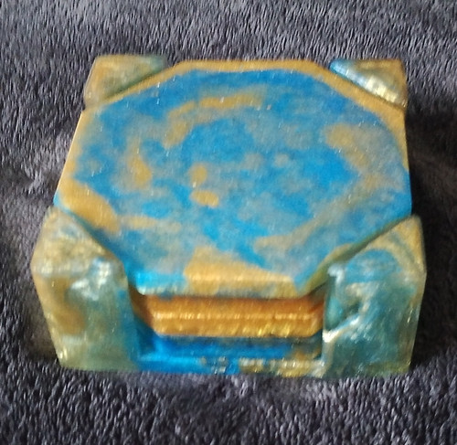 Blue gold marbled resin - gold,