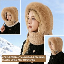 3 in 1 Beanies Hat with Scarf and Maske Balaclava-mask Beanies Hat for Women