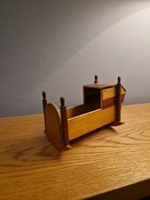Handmade Dolls House Crib. Wooden.