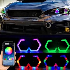 Multicolor RGB LED Car Hexagon Ring Headlight with App Control for DRL Lighting
