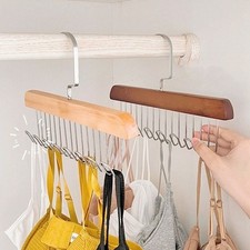 Tie Belt Scarf 8 Hooks Hanger Rack Clip Organiser Holder Storage Wooden～