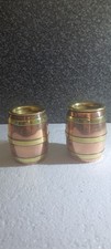 C 1920s. Pair of Copper & Brass Barrel Shape Vases.   A4