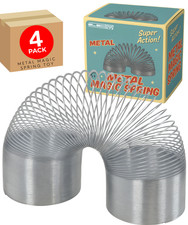 Metal Magic Spring Flexible Silver Coil Toy Slinky For Kids - 4 Pack