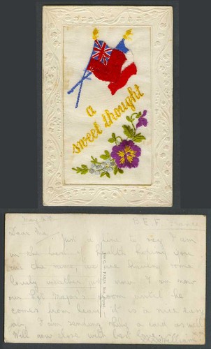 Ww1 silk embroidered old - silk,