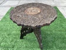 Vintage Carved Beautiful African Wooden Tripod Side Pedestal Table Plant Stand