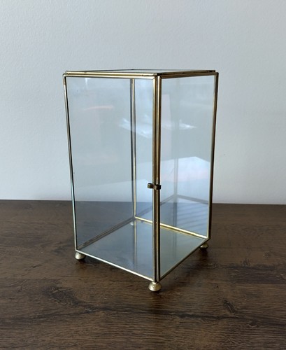 Vintage brass glass curio - brass,