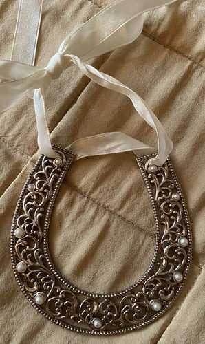 Silver white metal horseshoe - metal,
