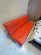 RED SOFA BED FAUX LEATHER NAPLES 3 SEATER LIVING ROOM FURNITURE