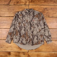 Vintage 10X Real Tree Shirt Button M Chamois Mens Long Sleeve Brown Camouflage