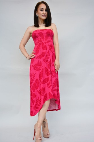 Strapless midi dress pink - midi, in