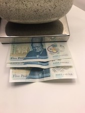 Note five pound notes - note,