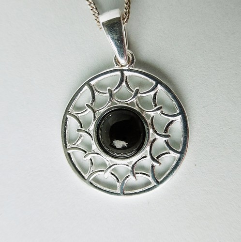 Whitby jet and silver - jet, sunburst