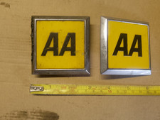 2 x square metal AA badge