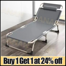 Sun Lounger Folding Recliner Chair Reclining Garden Outdoor Seat Collapsible Bed