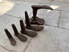 Vintage Cobblers Shoe Last x 5 & Stand. Cast Iron. Decorative - Mum, Dad, 3 Kids