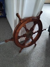 18" Brass Center Nautical Large Boat Ship Wooden Steering Wheel Wall Décor Gift