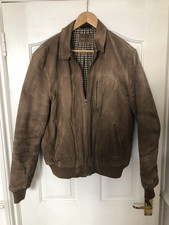 Men’s Vintage Genuine Leather Pig Split Suede Bomber Jacket Coat Size 42