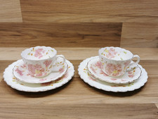 2 x Vintage Collingwood Bros Ltd Bone China Azalea Tea Trio - Cup, Saucer, Plate