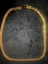 9ct Yellow Gold Flat Byzantine Chain - 18" - British Hallmarked