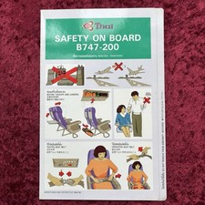 Thai Airways B747-200 Safety Card – Original 1992 Issue Vintage Fold-Out