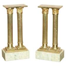 FINE ANTIQUE VICTORIAN MARBLE & BRASS ROMAN GRAND TOUR STATUE COLUMNS PILLARS