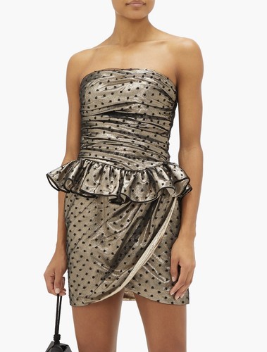 Dundas ruffled silk gold mini - silk,