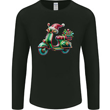 Scooter Christmas Hat MOD Moped Xmas Mens Long Sleeve T-Shirt