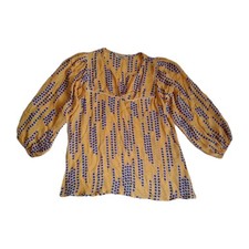 Tucker Silk Colourful Blouse Shirt V Aeck Made In USA Size 10