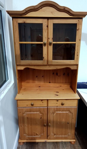 Antique pine glass fronted - antique,