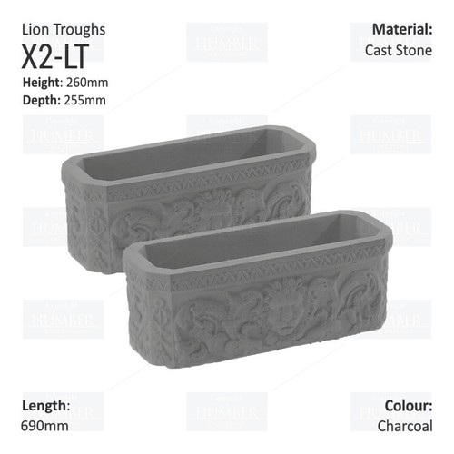 Lion trough pair cast - trough,